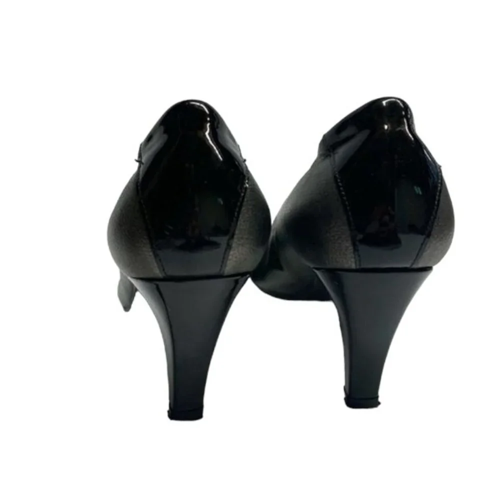 STUART WEITZMAN‎ Pewter leather Cap Toe Ballet Styled Pumps